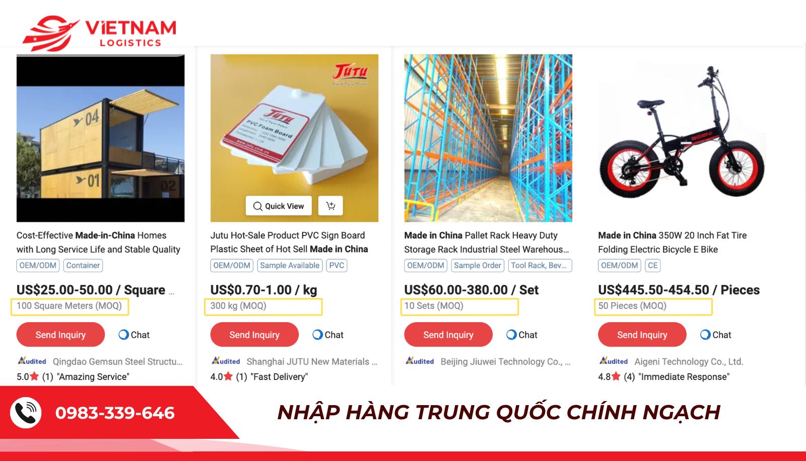 Mức MOQ tr&ecirc;n c&aacute;c nền tảng nhập h&agrave;ng Trung Quốc